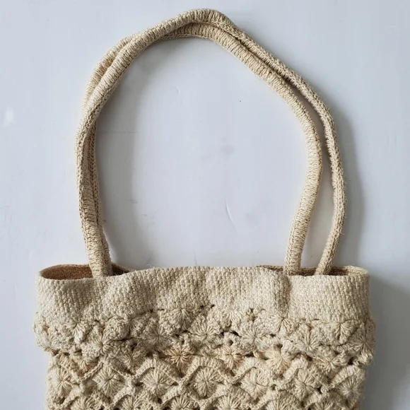 Vintage Bohemian Crochet Knit Tote Bag - Picture 2 of 8